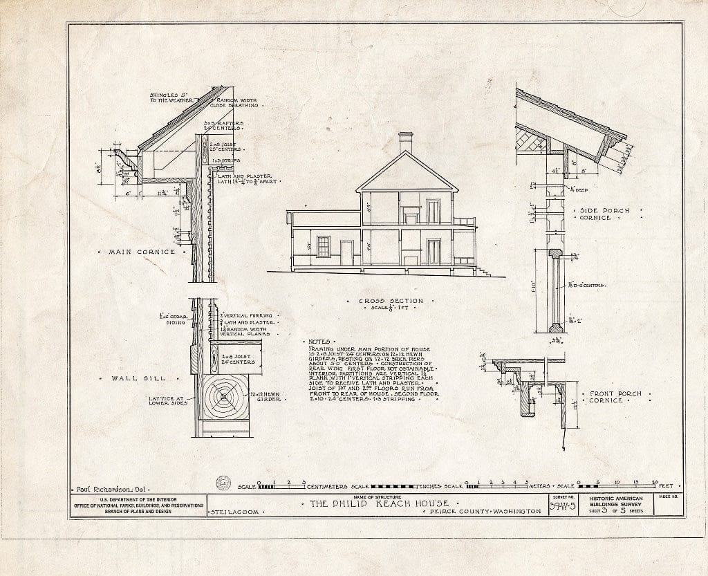 Blueprint HABS WASH,27-STEIL,3- (Sheet 3 of 5) - Philip Keach House, Steilacoom, Pierce County, WA
