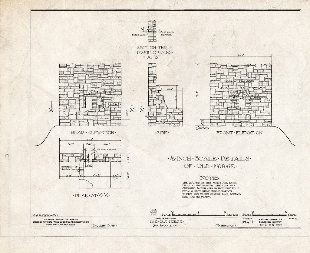 Blueprint HABS WASH,28-FRIHA,1- (Sheet 2 of 9) - English Camp (Remains), Garrison Bay, San Juan Island, Friday Harbor, San Juan County, WA