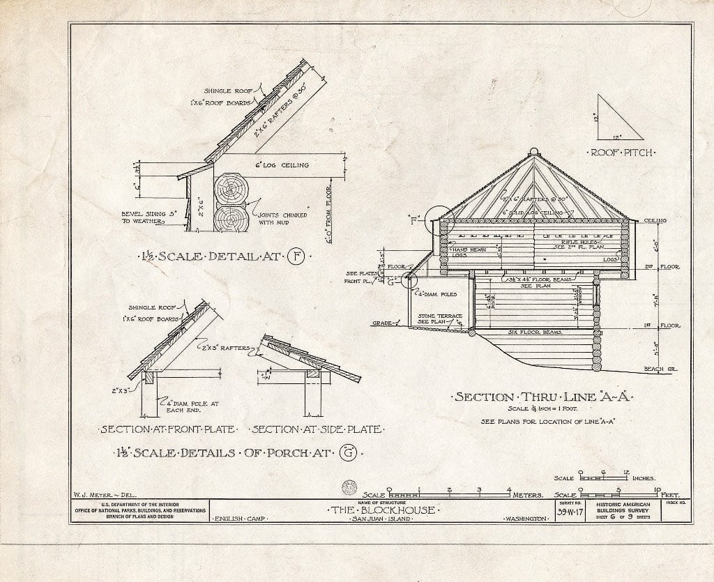 Blueprint HABS WASH,28-FRIHA,1- (Sheet 6 of 9) - English Camp (Remains), Garrison Bay, San Juan Island, Friday Harbor, San Juan County, WA