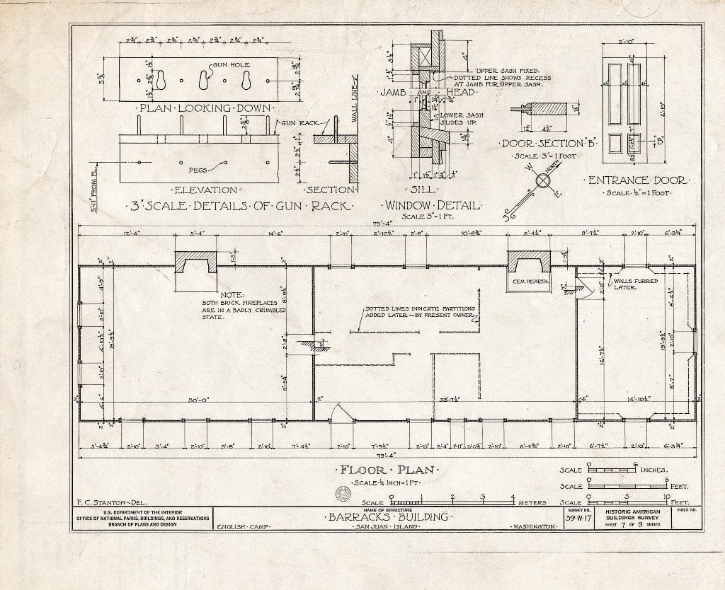 Blueprint HABS WASH,28-FRIHA,1- (Sheet 7 of 9) - English Camp (Remains), Garrison Bay, San Juan Island, Friday Harbor, San Juan County, WA
