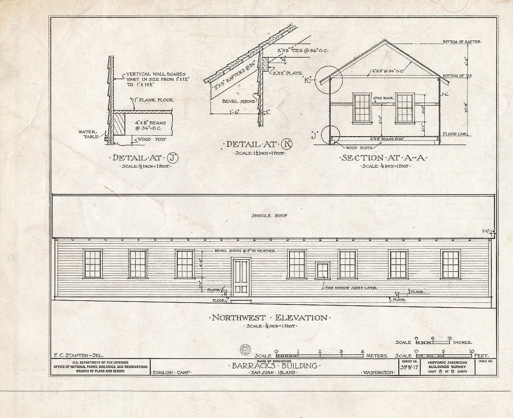 Blueprint HABS WASH,28-FRIHA,1- (Sheet 8 of 9) - English Camp (Remains), Garrison Bay, San Juan Island, Friday Harbor, San Juan County, WA