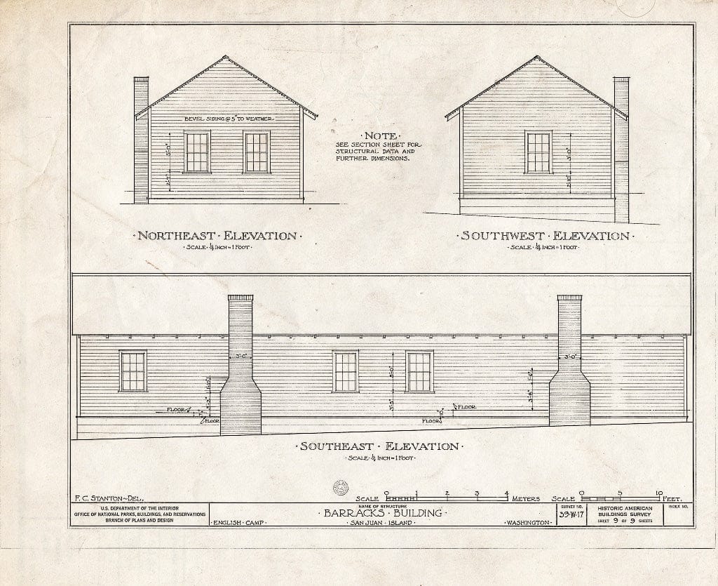 Blueprint HABS WASH,28-FRIHA,1- (Sheet 9 of 9) - English Camp (Remains), Garrison Bay, San Juan Island, Friday Harbor, San Juan County, WA