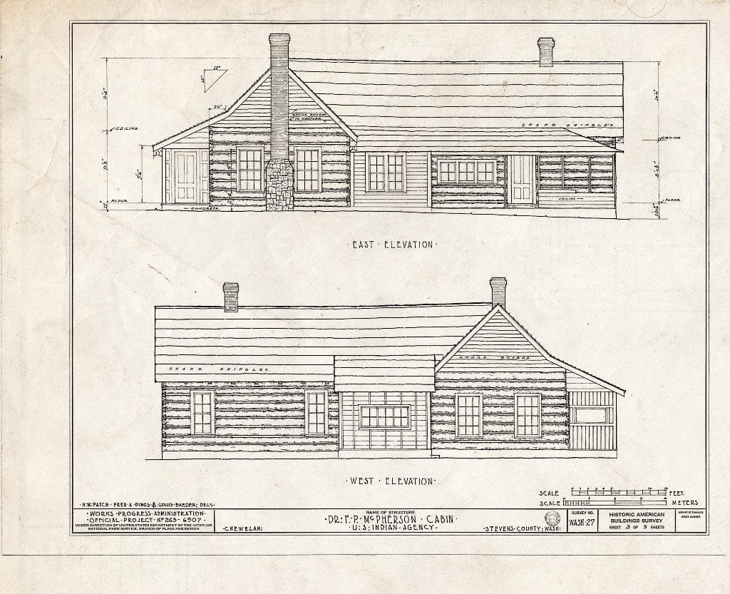 Blueprint HABS WASH,33-CHEW,2- (Sheet 3 of 5) - Dr. F. P. McPherson Cabin, Third Street East, Chewelah, Stevens County, WA