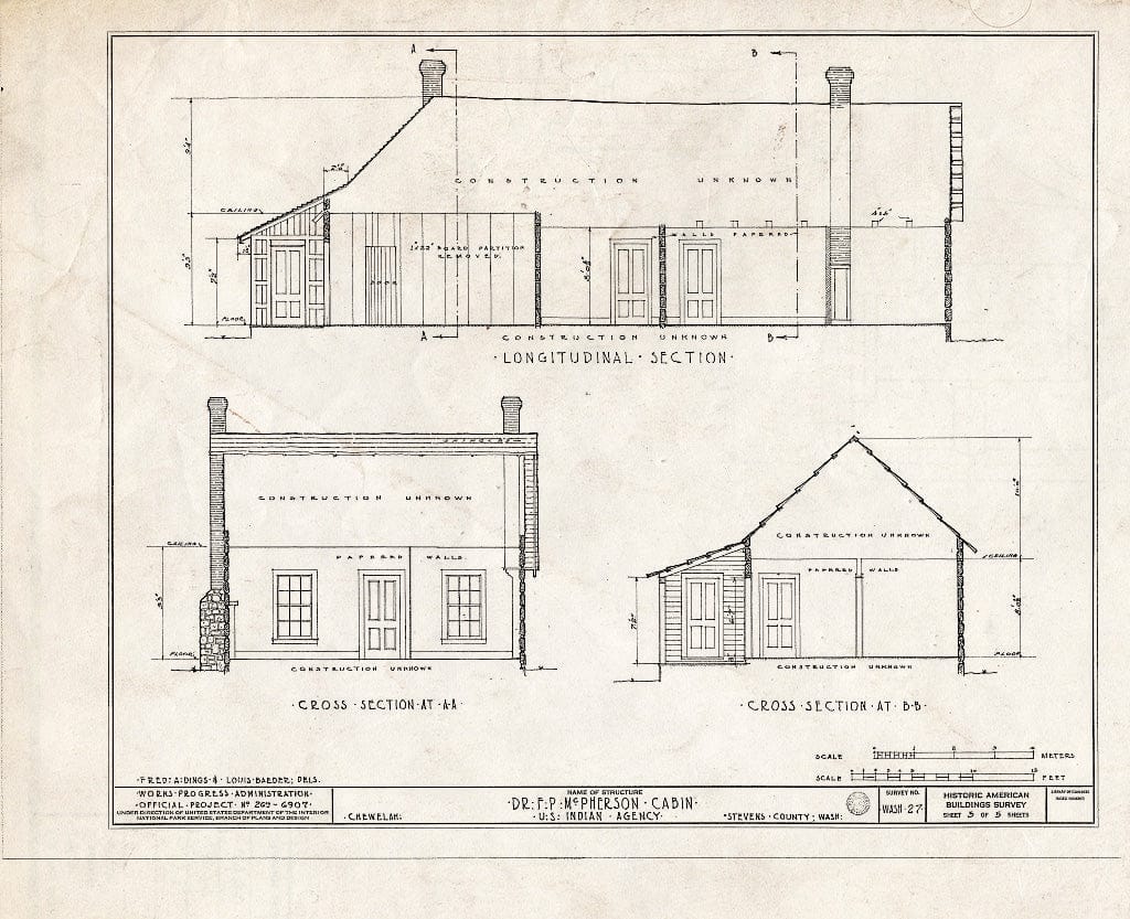 Blueprint HABS WASH,33-CHEW,2- (Sheet 5 of 5) - Dr. F. P. McPherson Cabin, Third Street East, Chewelah, Stevens County, WA