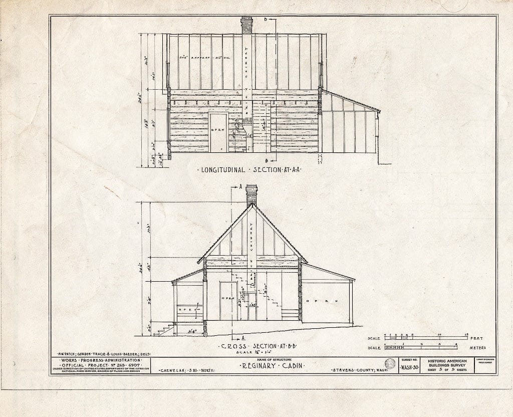 Blueprint HABS WASH,33-CHEW.V,1- (Sheet 5 of 5) - Regenary Cabin, Chewelah, Stevens County, WA