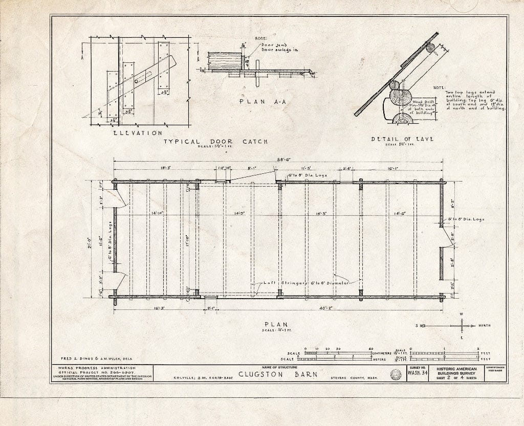 Blueprint HABS WASH,33-COLV.V,3- (Sheet 2 of 4) - John Clugston Barn, Clugston Road, Colville, Stevens County, WA