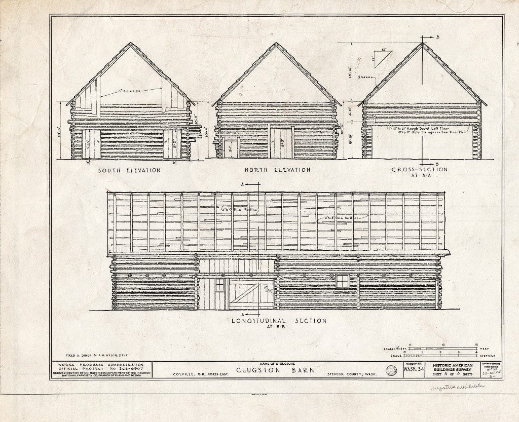 Blueprint HABS WASH,33-COLV.V,3- (Sheet 4 of 4) - John Clugston Barn, Clugston Road, Colville, Stevens County, WA