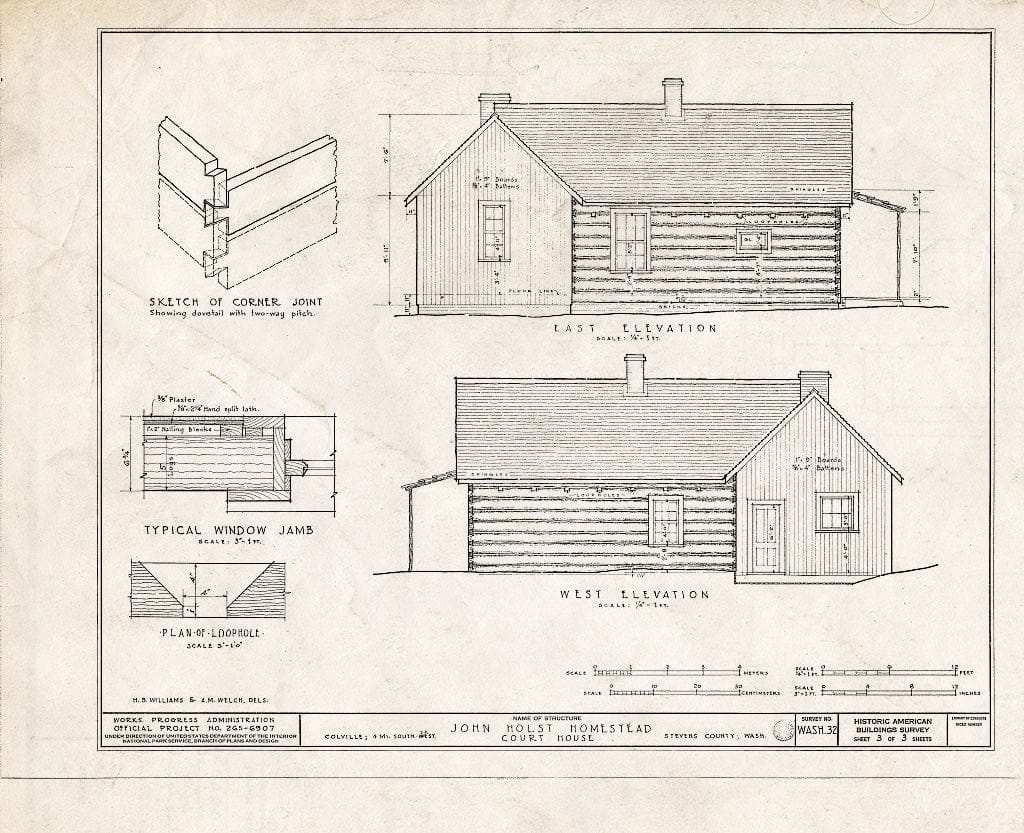 Blueprint HABS WASH,33-COLV.V,1- (Sheet 3 of 3) - John Holst Homestead, Colville, Stevens County, WA