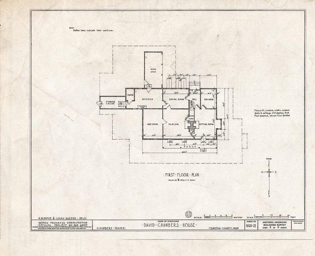 Blueprint HABS WASH,34-Champ,1- (Sheet 2 of 5) - David Chambers House, Olympia, Thurston County, WA
