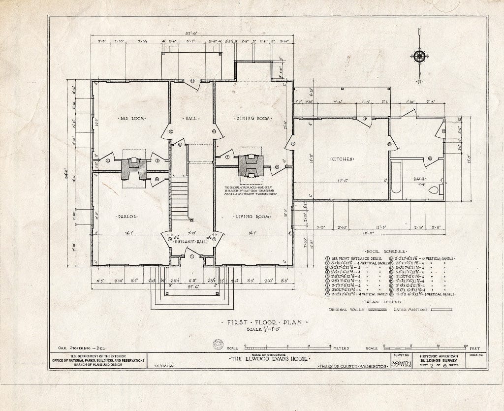 Blueprint HABS WASH,34-OLYM,1- (Sheet 2 of 8) - Elwood Evans House, Douglas Street, Olympia, Thurston County, WA
