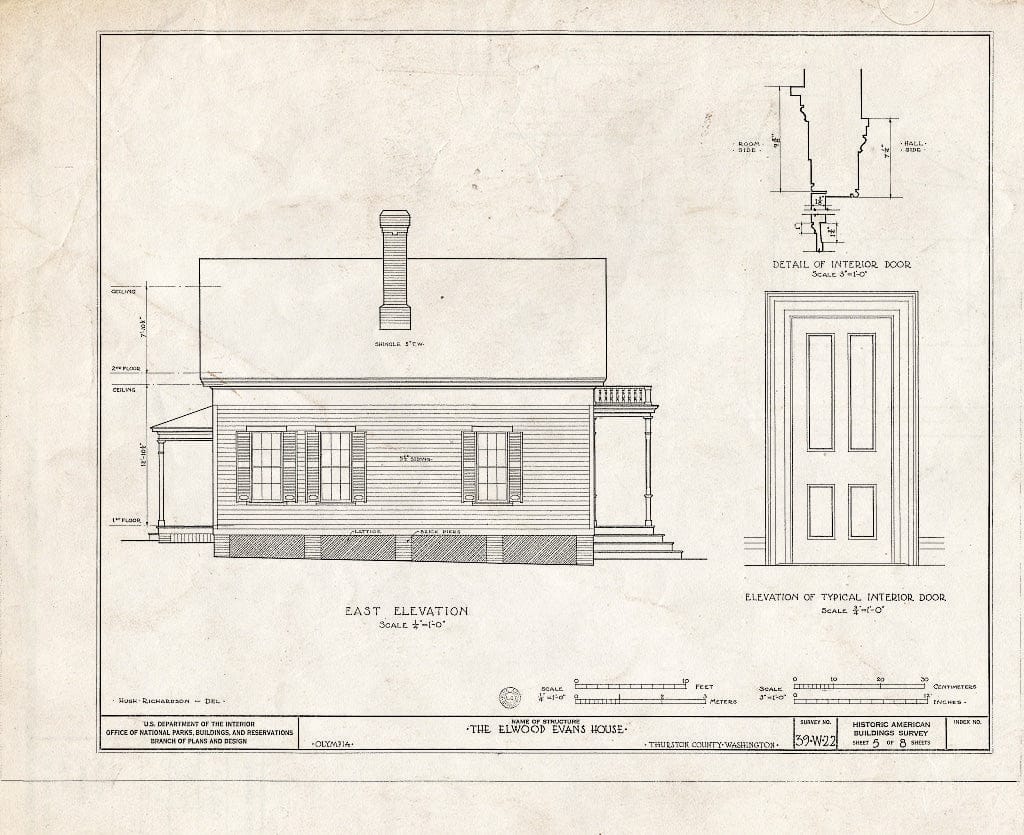 Blueprint HABS WASH,34-OLYM,1- (Sheet 5 of 8) - Elwood Evans House, Douglas Street, Olympia, Thurston County, WA