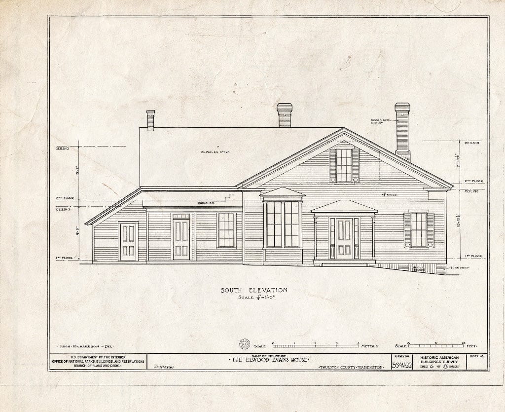 Blueprint HABS WASH,34-OLYM,1- (Sheet 6 of 8) - Elwood Evans House, Douglas Street, Olympia, Thurston County, WA