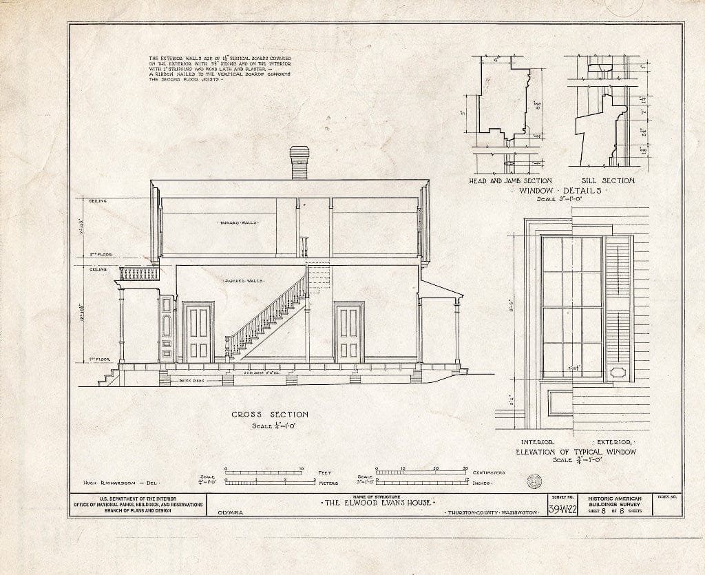 Blueprint HABS WASH,34-OLYM,1- (Sheet 8 of 8) - Elwood Evans House, Douglas Street, Olympia, Thurston County, WA