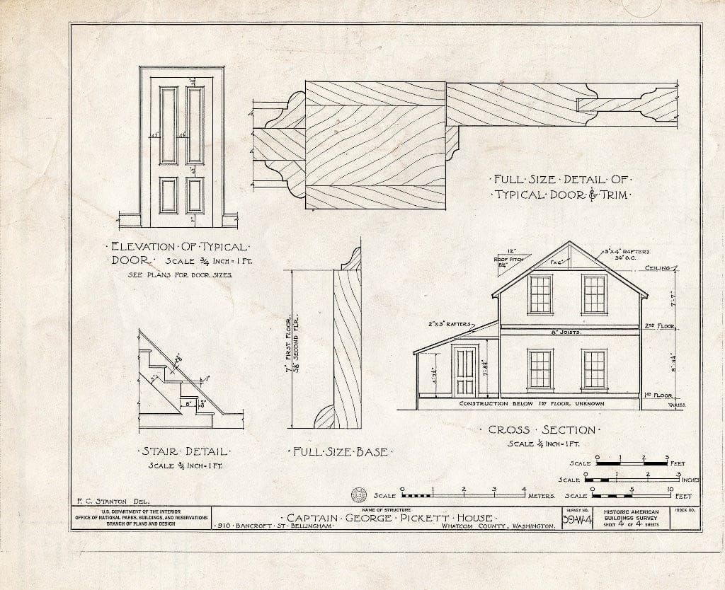 Blueprint HABS WASH,37-BEL,2- (Sheet 4 of 4) - Captain George E. Pickett House, 910 Bancroft Street, Bellingham, Whatcom County, WA