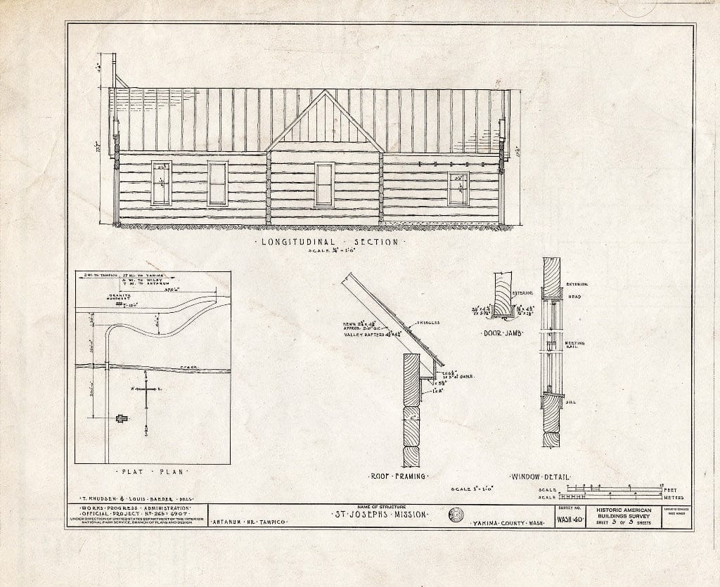 Blueprint HABS WASH,39-TAMP.V,1- (Sheet 3 of 3) - St. Joseph's Mission, Ahtanum Valley, Tampico, Yakima County, WA