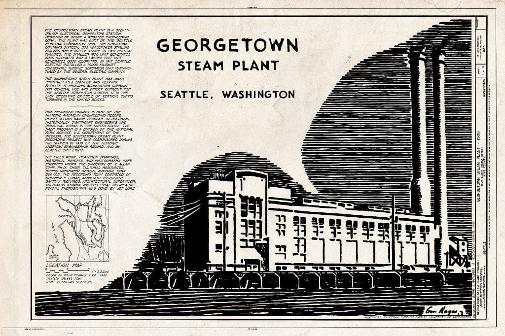 Blueprint HAER WASH,17-SEAT,2- (Sheet 1 of 8) - Georgetown Steam Plant, South Warsaw Street, King County Airport, Seattle, King County, WA