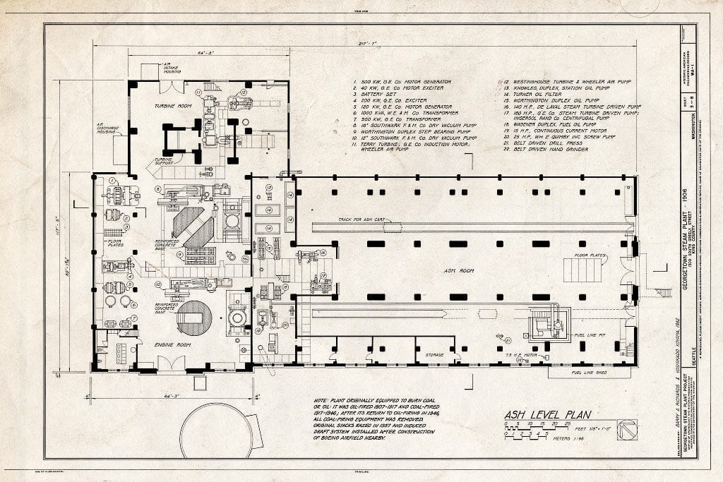 Blueprint HAER WASH,17-SEAT,2- (Sheet 3 of 8) - Georgetown Steam Plant, South Warsaw Street, King County Airport, Seattle, King County, WA