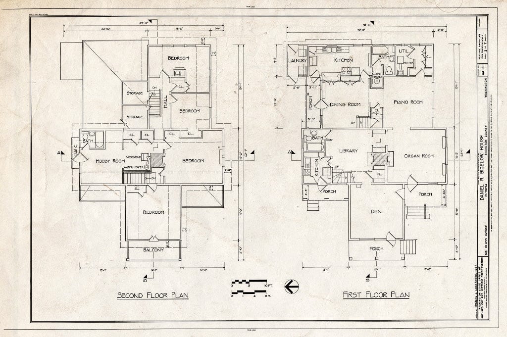 Blueprint HABS WASH,34-OLYM,2- (Sheet 2 of 7) - Daniel T. Bigelow House, 918 East Glass Avenue, Olympia, Thurston County, WA