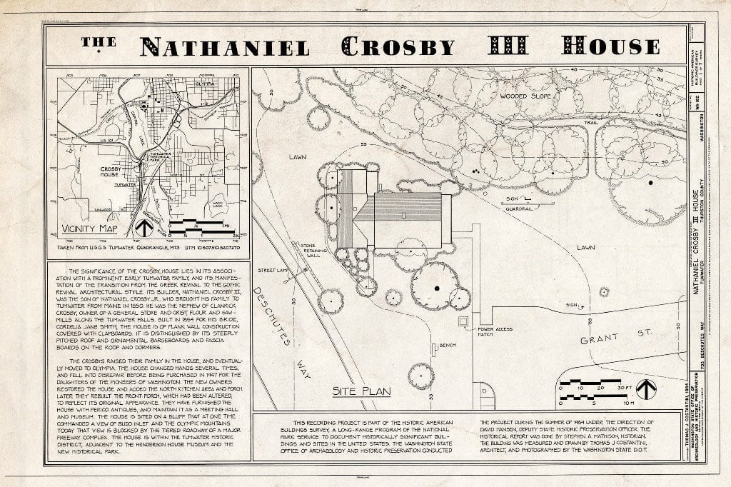 Blueprint HABS WASH,34-TUM,1- (Sheet 1 of 7) - Nathaniel Crosby III House, 703 Deschutes Way, Tumwater, Thurston County, WA