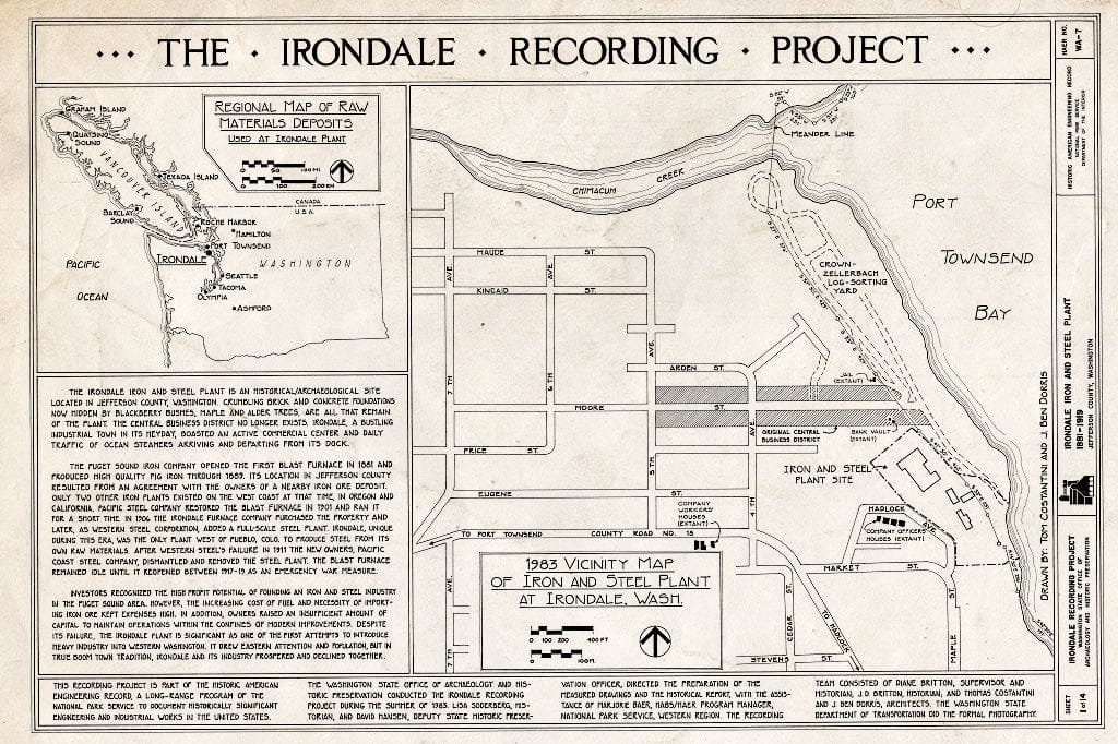 Blueprint HAER WASH,16-Porto.V,1- (Sheet 1 of 14) - Irondale Iron & Steel Plant, Port Townsend, Jefferson County, WA