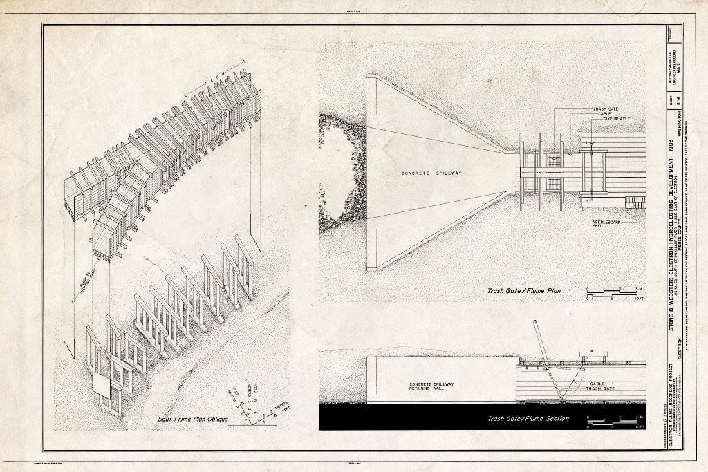 Blueprint HAER WASH,27-ELEC,1- (Sheet 5 of 6) - Electron Hydroelectric Project, Along Puyallup River, Electron, Pierce County, WA