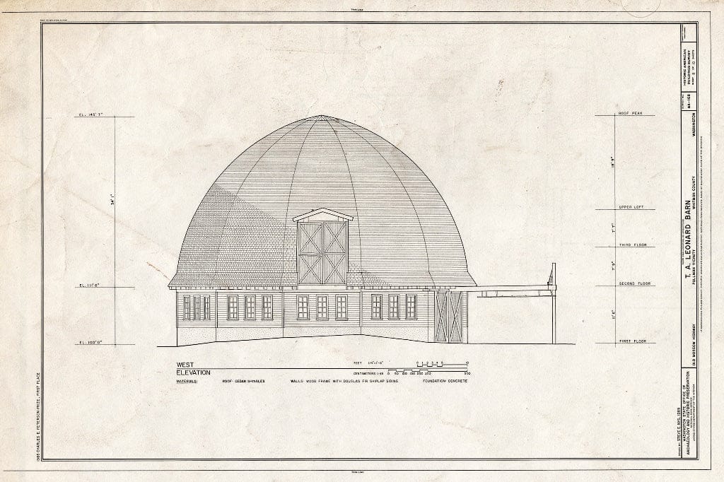 Blueprint HABS WASH,38-Pull.V,1- (Sheet 8 of 10) - T. A. Leonard Barn, Old Moscow Highway, Pullman, Whitman County, WA