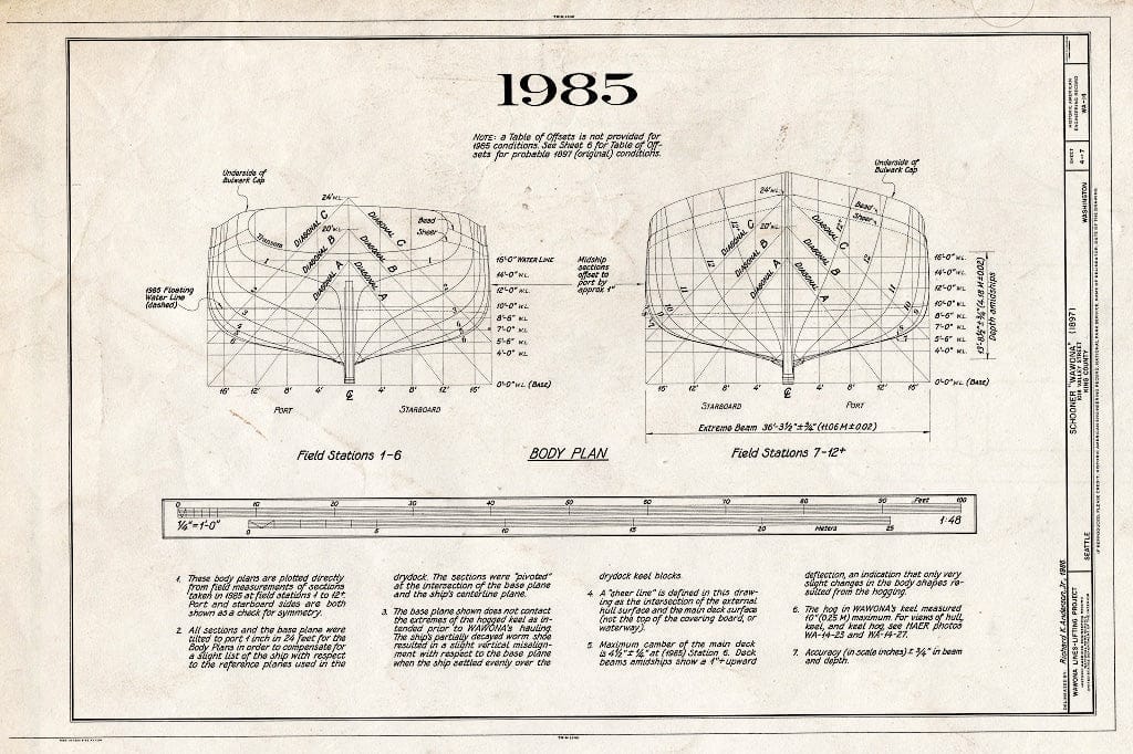 Blueprint HAER WASH,17-SEAT,10- (Sheet 4 of 7) - Schooner WAWONA, 1018 Valley Street, Seattle, King County, WA