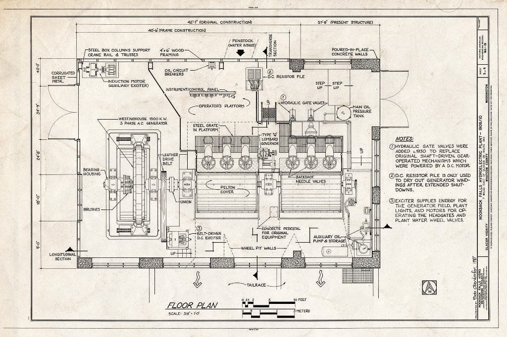 Blueprint HAER WASH,37-GLAC.V,2- (Sheet 3 of 6) - Nooksack Falls Hydroelectric Plant, Route 542, Glacier, Whatcom County, WA