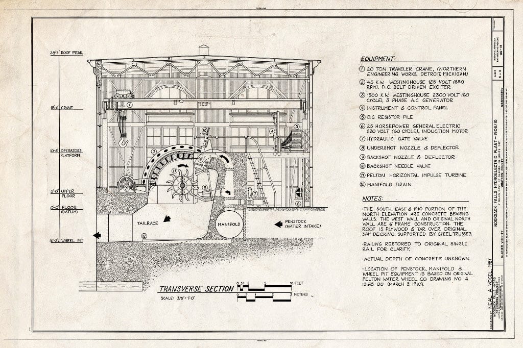 Blueprint HAER WASH,37-GLAC.V,2- (Sheet 6 of 6) - Nooksack Falls Hydroelectric Plant, Route 542, Glacier, Whatcom County, WA