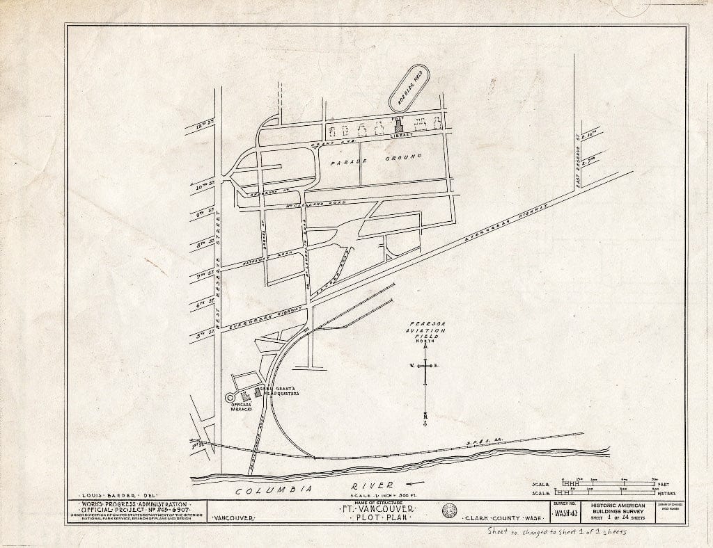 Blueprint HABS WASH,6-VANCO,1- (Sheet 1 of 1) - Fort Vancouver, Vancouver, Clark County, WA