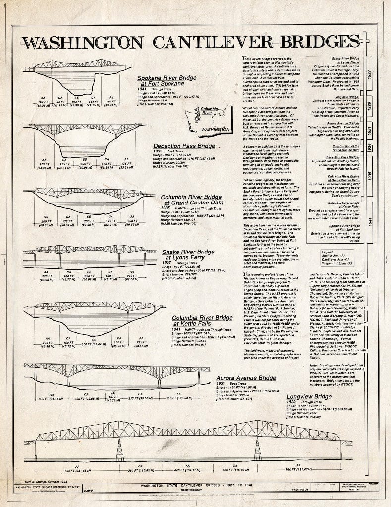 Blueprint HAER WASH,34-OLYM,3- (Sheet 1 of 1) - Washington State Cantilever Bridges, Olympia, Thurston County, WA