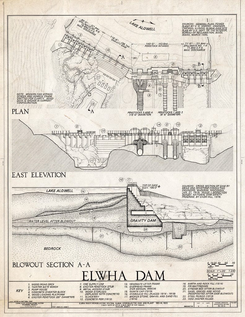 Blueprint HAER WASH,5-POAN.V,3A- (Sheet 2 of 7) - Elwha River Hydroelectric System, Elwha Hydroelectric Dam & Plant, Port Angeles, Clallam County, WA