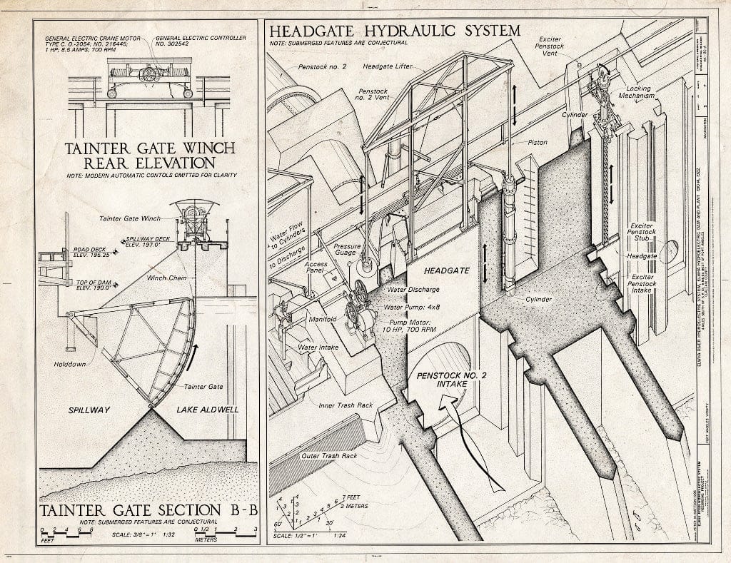Blueprint HAER WASH,5-POAN.V,3A- (Sheet 3 of 7) - Elwha River Hydroelectric System, Elwha Hydroelectric Dam & Plant, Port Angeles, Clallam County, WA