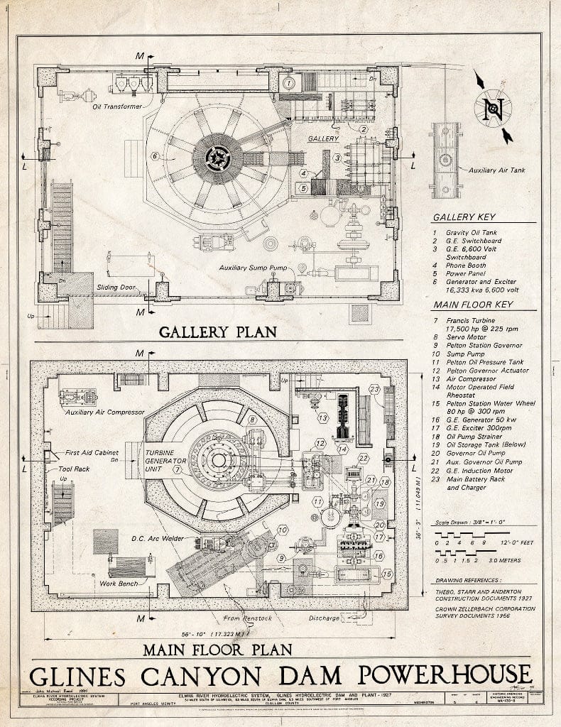 Blueprint HAER WASH,5-POAN.V,3B- (Sheet 5 of 6) - Elwha River Hydroelectric System, Glines Hydroelectric Dam & Plant, Port Angeles, Clallam County, WA