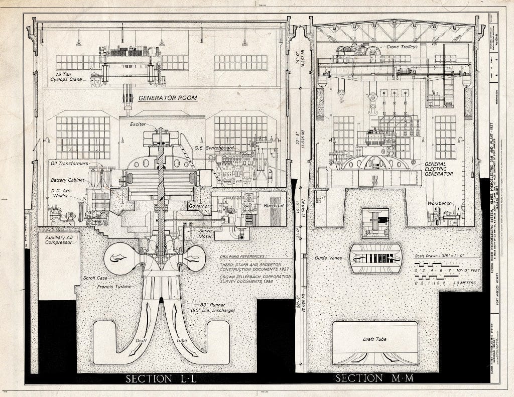 Blueprint HAER WASH,5-POAN.V,3B- (Sheet 6 of 6) - Elwha River Hydroelectric System, Glines Hydroelectric Dam & Plant, Port Angeles, Clallam County, WA