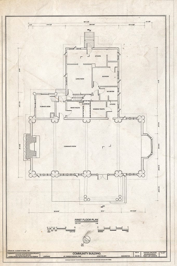 Blueprint HABS WASH,27-Long,4- (Sheet 3 of 9) - Longmire Community Building, Longmire, Pierce County, WA