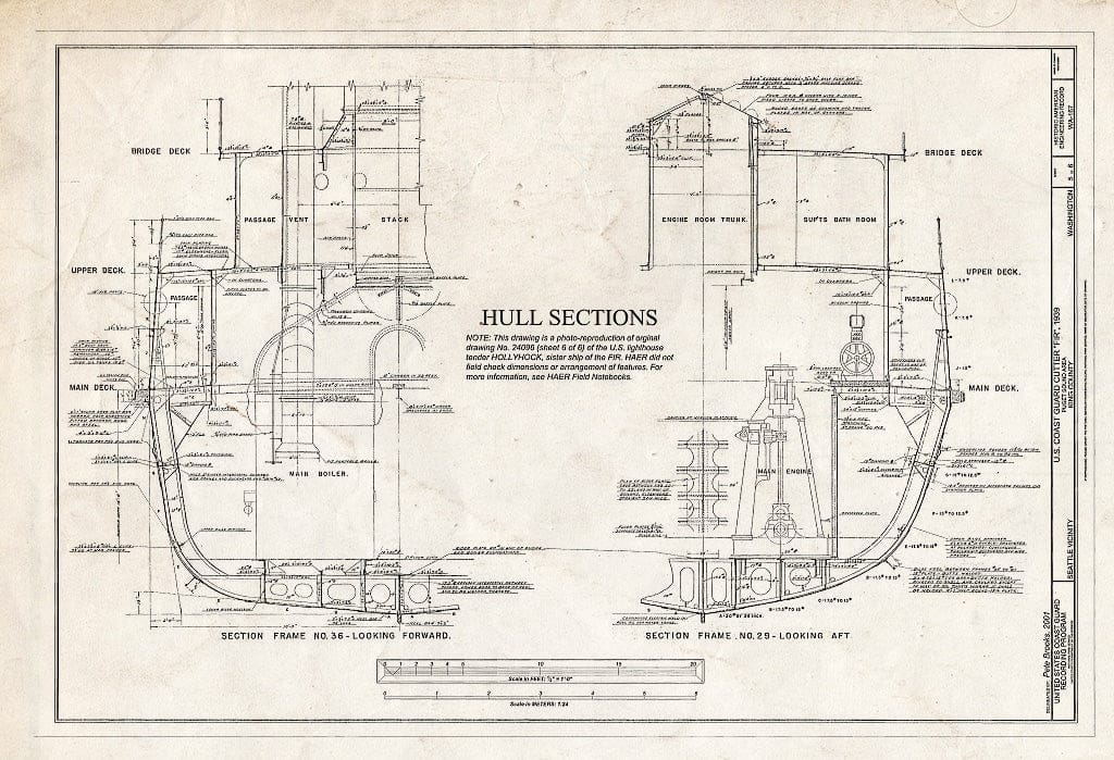 Blueprint HAER WA-167 (Sheet 5 of 6) - U.S. Coast Guard Cutter FIR, Puget Sound Area, Seattle, King County, WA