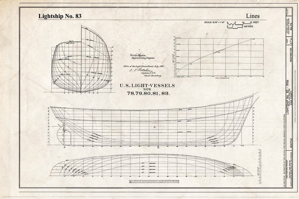 Blueprint HAER WA-175 (Sheet 4 of 6) - Lightship No. 83, South Lake Union Pier, Seattle, King County, WA