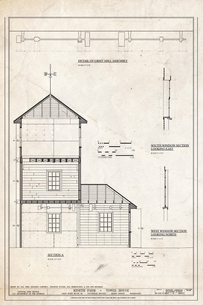 Blueprint Section - Kineth Farm, Tower House, 19162 State Route 20, Coupeville, Island County, WA