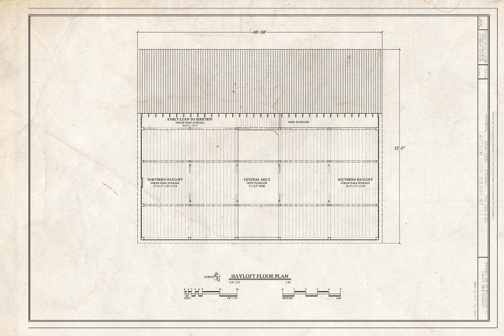 Blueprint Hayloft Floor Plan - Lesourd Farm, Barn, 209 Ebey Road, Coupeville, Island County, WA
