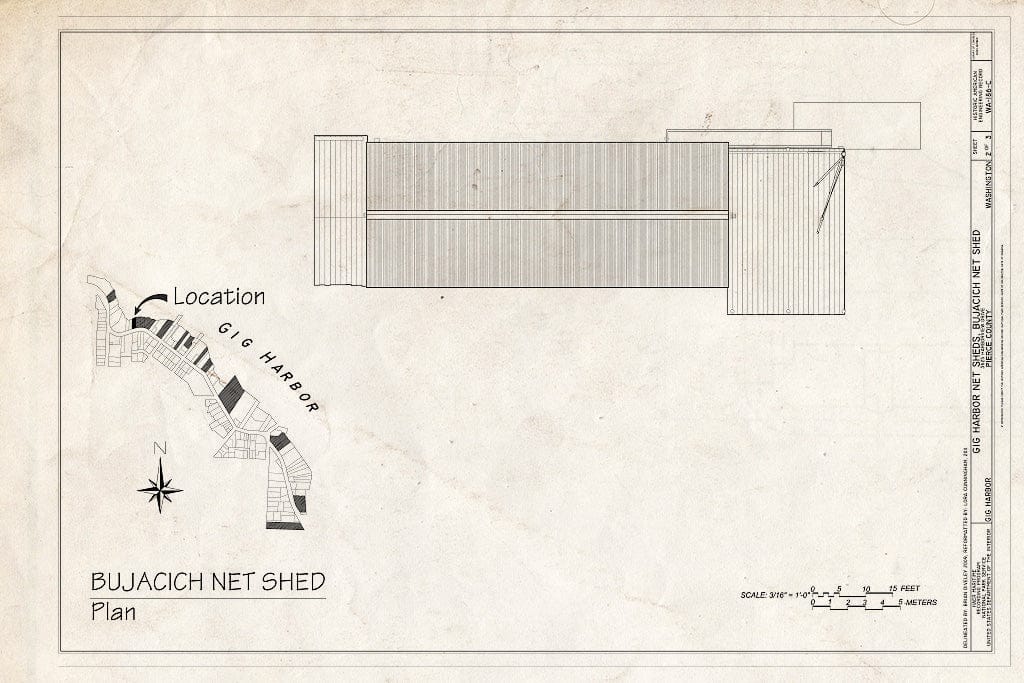 Blueprint Plan - Gig Harbor Net Sheds, Bujacich Net Shed, 3625 Harborview Drive, Gig Harbor, Pierce County, WA