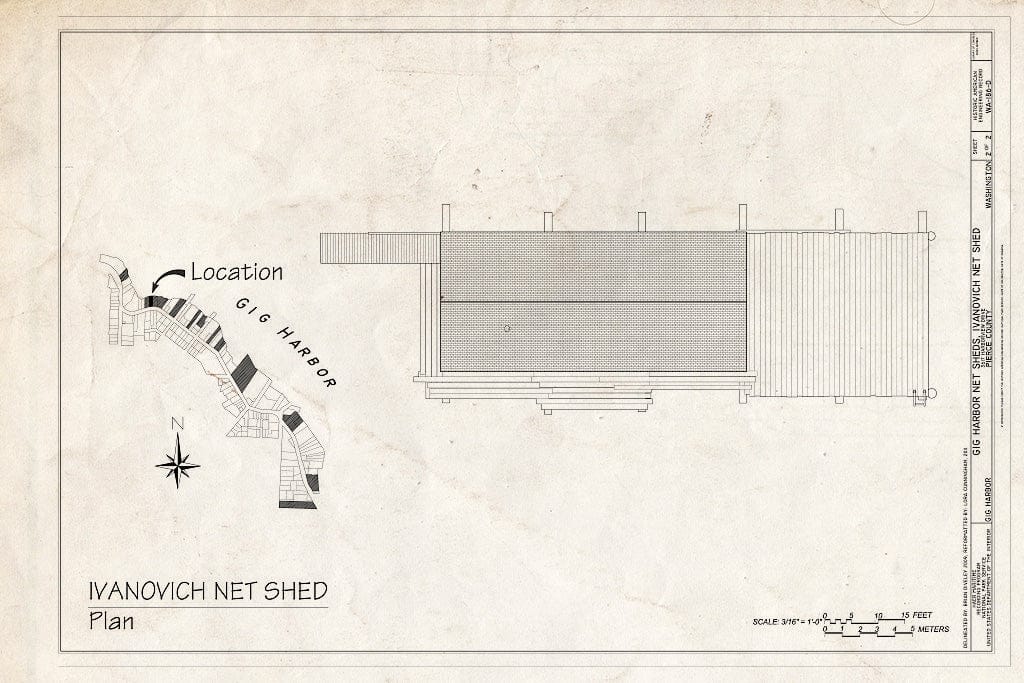 Blueprint Plan - Gig Harbor Net Sheds, Ivanovich Net Shed, 3617 Harborview Drive, Gig Harbor, Pierce County, WA