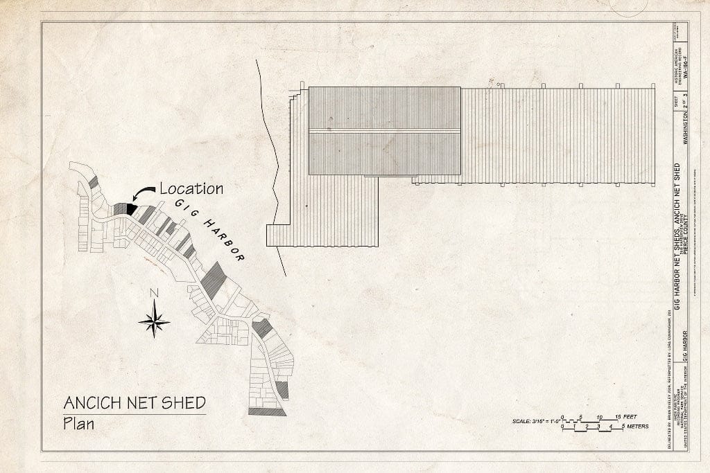 Blueprint Plan - Gig Harbor Net Sheds, Ancich Net Shed, 3618 Harborview Drive, Gig Harbor, Pierce County, WA