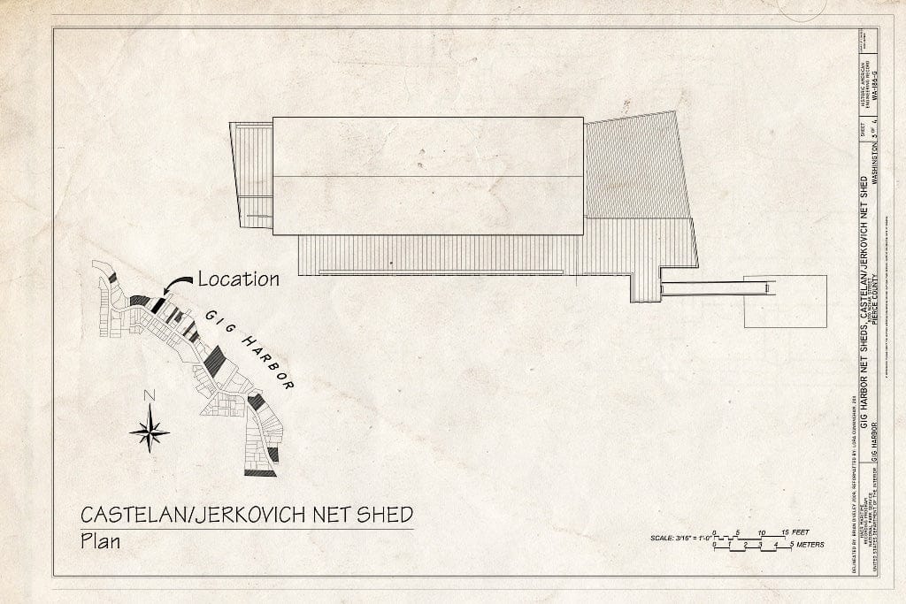 Blueprint Plan - Gig Harbor Net Sheds, Castelan - Jerkovich Net Shed, 8200 Novak Street, Gig Harbor, Pierce County, WA