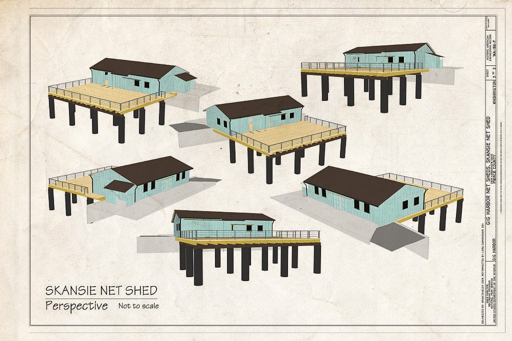 Blueprint Perspective - Gig Harbor Net Sheds, Skansie Net Shed, 2809 Harborview Drive, Gig Harbor, Pierce County, WA