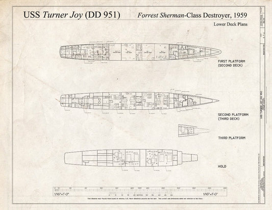 Blueprint 3. Lower Deck Plans - USS Turner Joy, Bremerton Marina, Bremerton, Kitsap County, WA