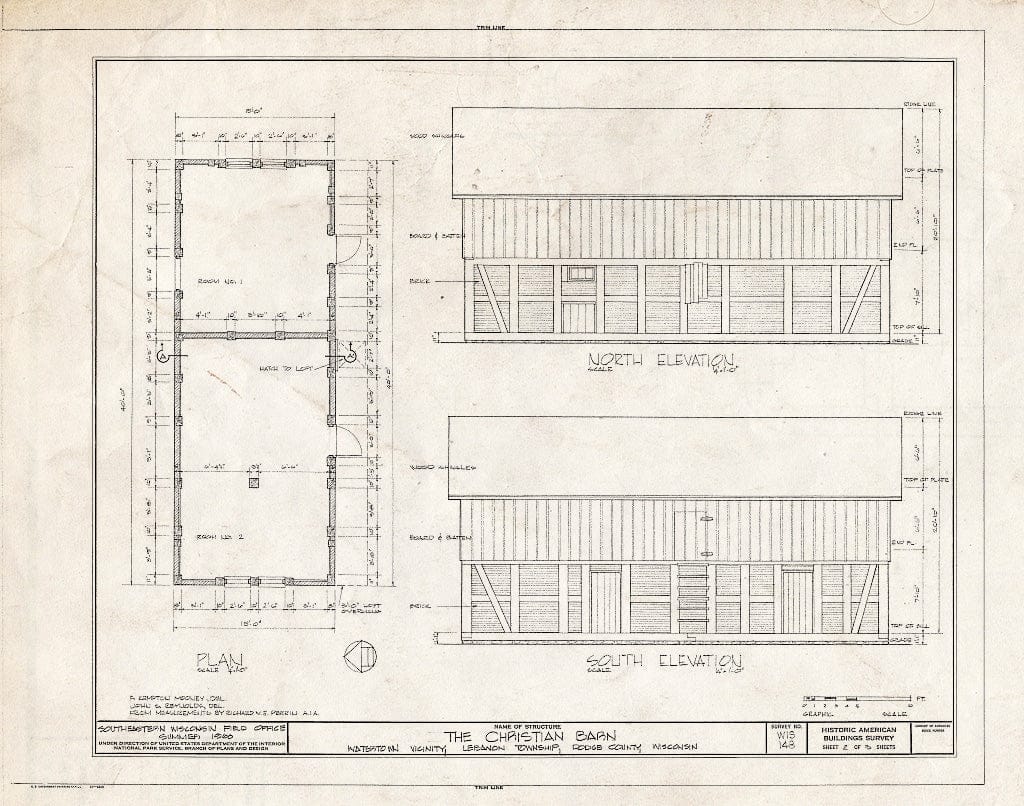 Blueprint HABS WIS,14-WATO.V,1- (Sheet 2 of 3) - Christian Barn, State Route 109, Watertown, Jefferson County, WI