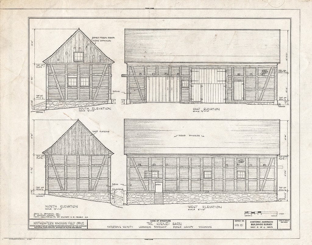 Blueprint HABS WIS,14-WATO.V,3- (Sheet 3 of 4) - Kuenzi Barn, County Trunk EM, Watertown, Jefferson County, WI
