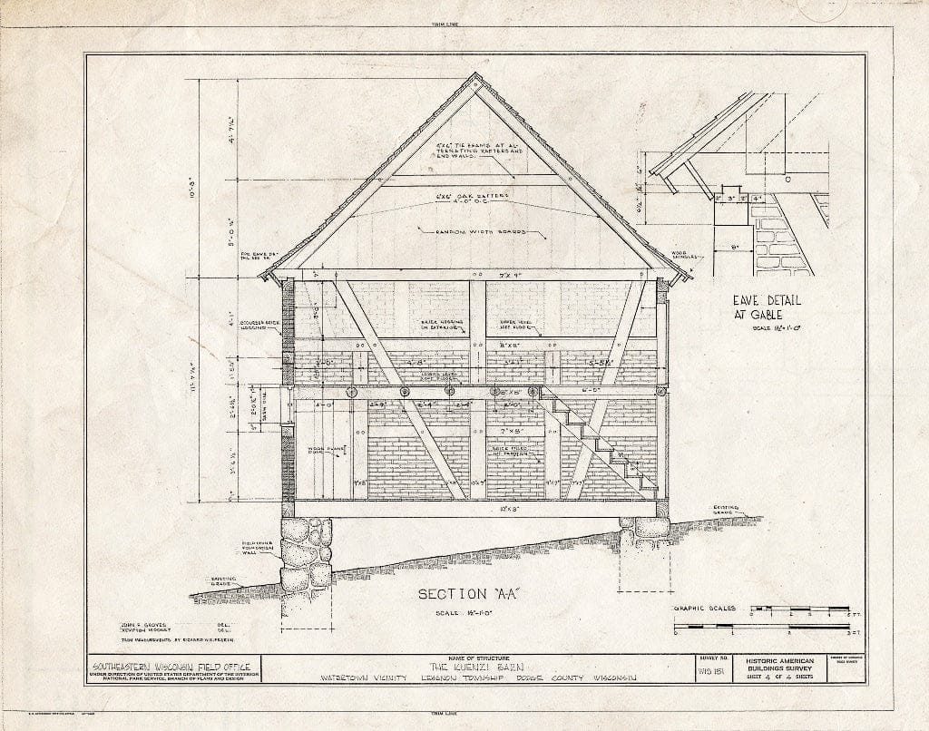 Blueprint HABS WIS,14-WATO.V,3- (Sheet 4 of 4) - Kuenzi Barn, County Trunk EM, Watertown, Jefferson County, WI