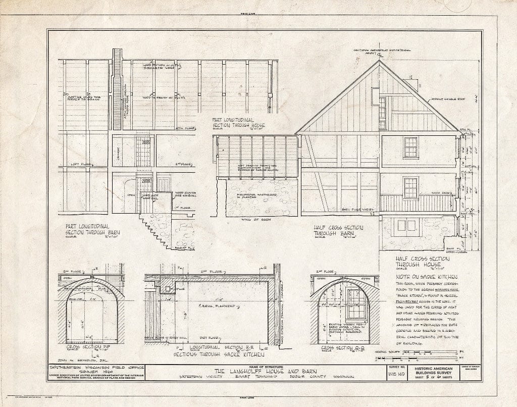 Blueprint HABS WIS,14-WATO.V,2- (Sheet 5 of 6) - Langholff House & Barn, State Route 109, Watertown, Jefferson County, WI